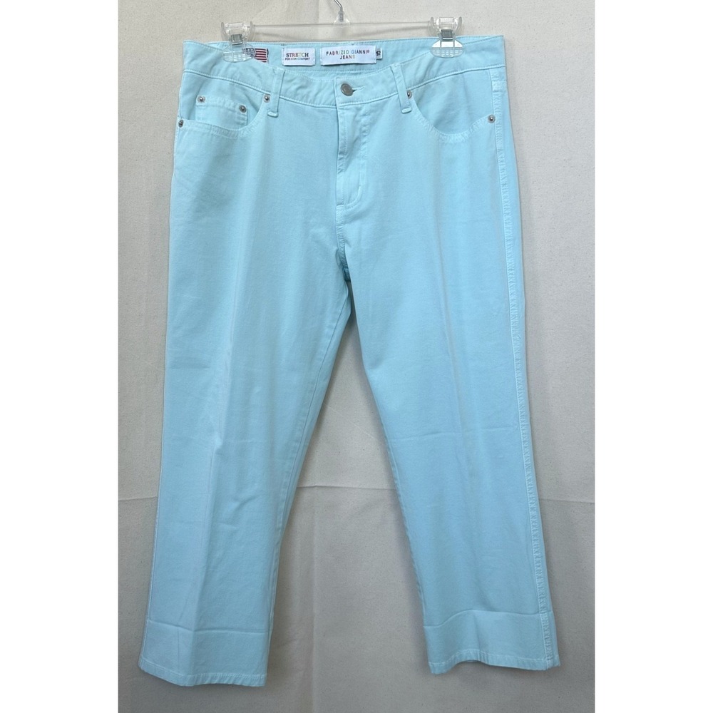 Fabrizio Gianni Coastal Granny Jeans Sz. 10 Teal  Blue Straight Leg‎ Made In USA